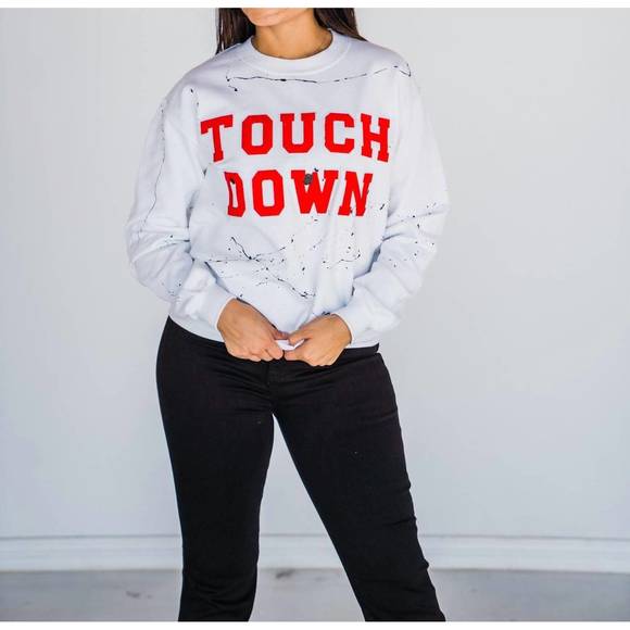 NEW DISTRESSED VINTAGE football lover crewneck in white - Picture 1 of 10